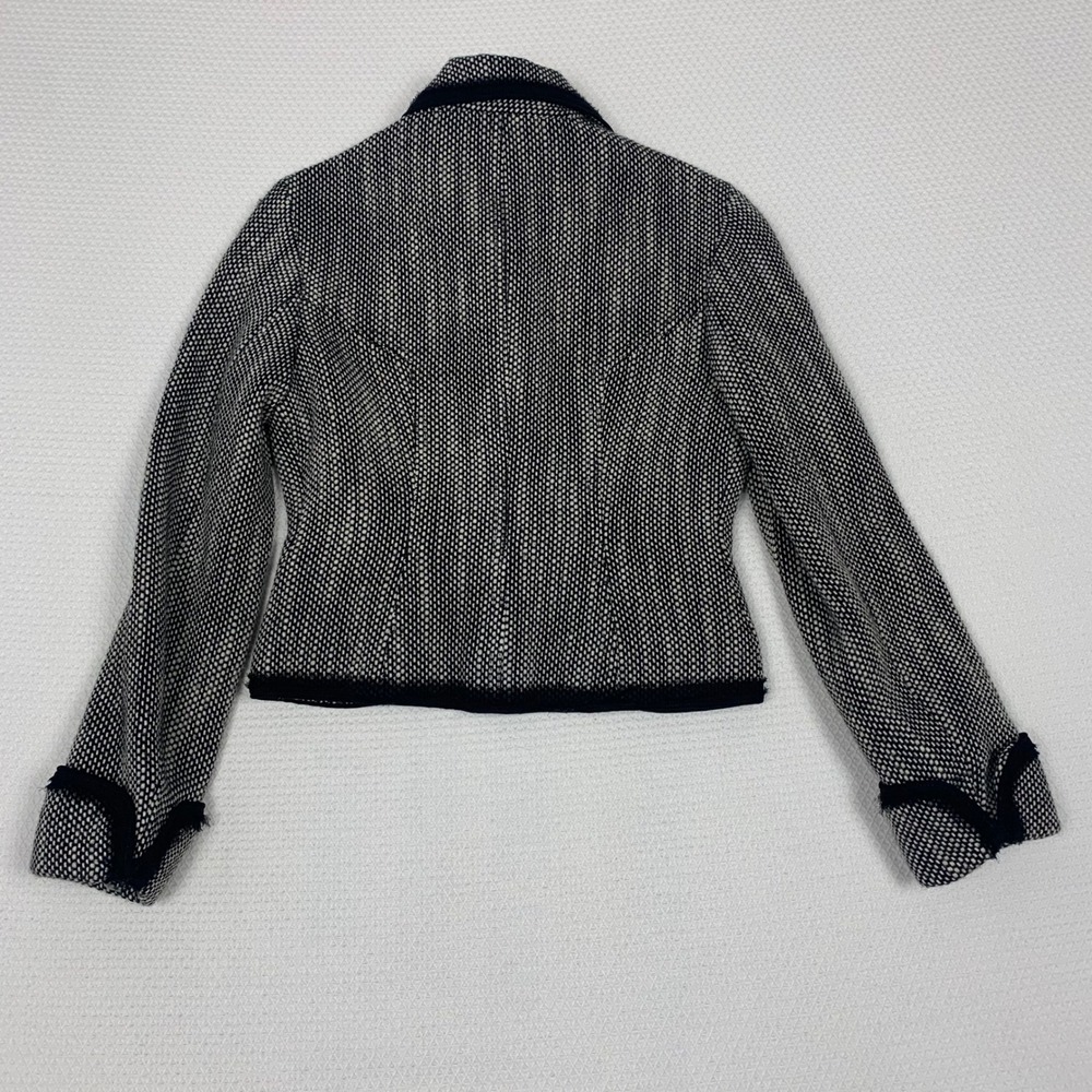 The Limited Women Black White Wool Blend Textured Cropped Blazer Jacket XS - Picture 4 of 12